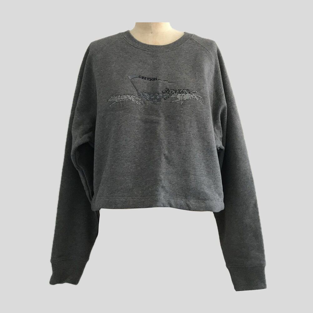 Greyson Gray Embroidered Long Sleeve Cotton Cropped Sweatshirt Womens S